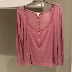 Hinge Dusty Rose Lace Detail Top